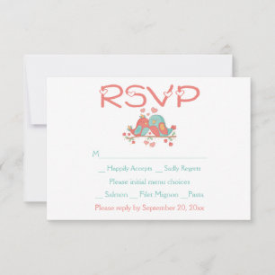 RSVP Verliebte Rosa Blau Grün Türkis Hochzeit Karte