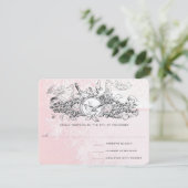 RSVP (Vintag Bird Pink Musical Scroll Wedding) (Stehend Vorderseite)