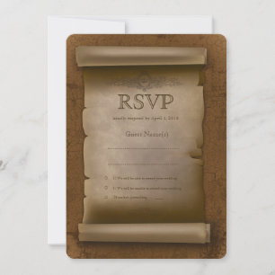 RSVP Vintage-Altpapier-Karte mit abgerundeten Ecke Einladung