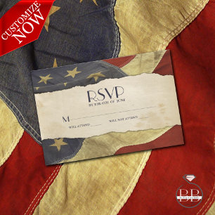 RSVP Vintage USA-Flagge Patriotische Militärhochze Karte
