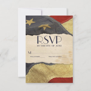 RSVP Vintage USA-Flagge Patriotische Militärhochze Karte
