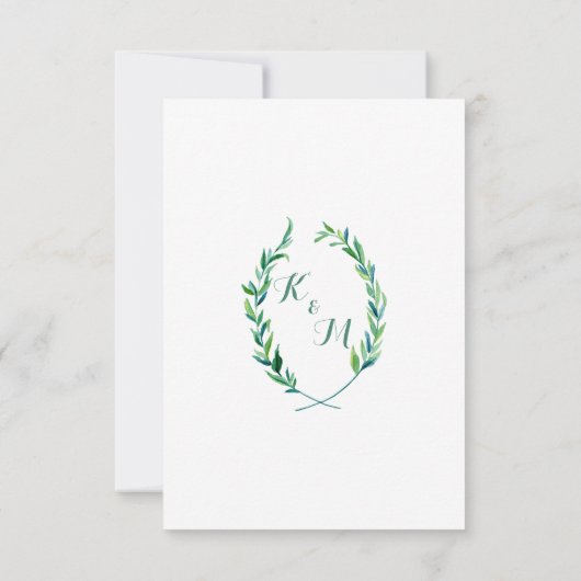RSVP w Menu Laurel Wreath Olive Leaf Branch Modern (Rückseite)
