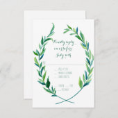 RSVP w Menu Laurel Wreath Olive Leaf Branch Modern (Vorne/Hinten)