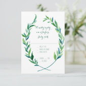 RSVP w Menu Laurel Wreath Olive Leaf Branch Modern Karte (Stehend Vorderseite)