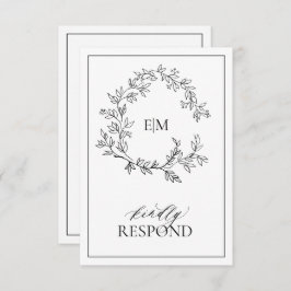 RSVP-Wappen für die Hochzeitskarte mit weißem schw RSVP Karte
