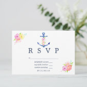 RSVP (Watercolor Nautical Themed Floral Wedding) (Stehend Vorderseite)