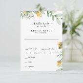 RSVP (Watercolor Sunflower & Foliage Wedage) Karte (Stehend Vorderseite)