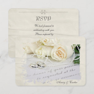 RSVP weiße Rosen und Ringe Einladung