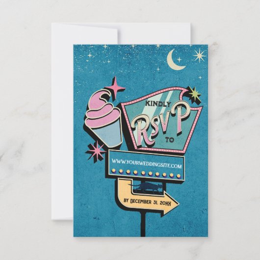 RSVP-Zeichen für eine Futuristische Hochzeit RSVP Karte (Vorderseite)