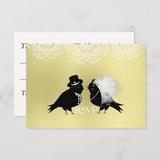 RSVPCard für niedliche Vögel und Groom Whimsical L RSVP Karte (Vorne/Hinten)