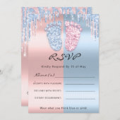 RSVPGender Reveal Feet Glitzer Pink Blue BabyTwins Einladung (Vorne/Hinten)