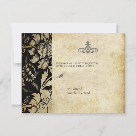 RSVPs alter Rose erfordern 12x18 Hochzeitseinladun RSVP Karte (Rückseite)