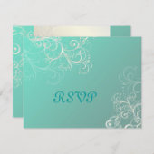 RSVPs für aquamarine/Perl-Wirbel erfordern 12x18-E RSVP Karte (Vorne/Hinten)