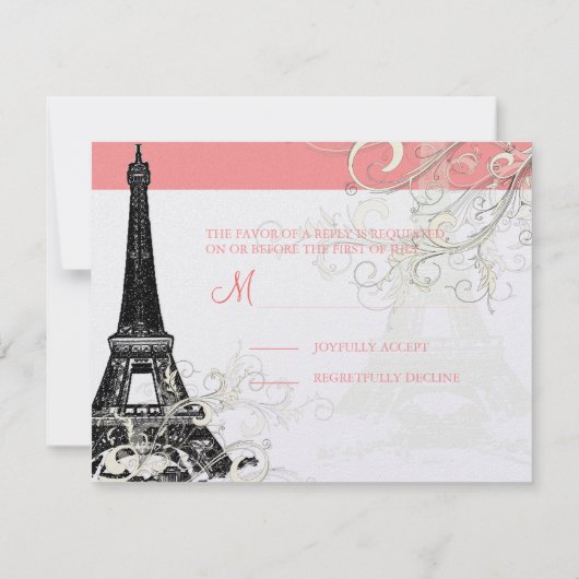 RSVPs für den Eiffelturm erfordern 12x18 Einladung (Rückseite)