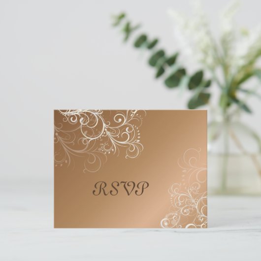 RSVPs für Kupfer/Perl-Wirbel erfordern 12x18-Einla RSVP Karte (Stehend Vorderseite)