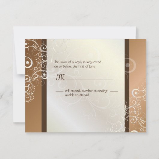 RSVPs für Kupfer/Perl-Wirbel erfordern 12x18-Einla RSVP Karte (Rückseite)