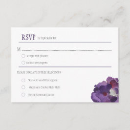 RSVPs für lila und Silberfarben-Blume RSVP Karte