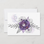 RSVPs für lila und Silberfarben-Blume RSVP Karte (Rückseite)