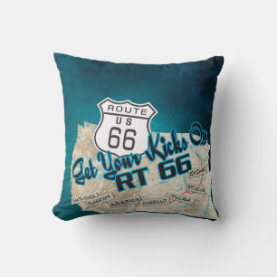 rt 66 Kissen mit "Get your kicks" 26blau