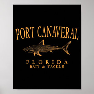 rt Canaveral Florida Hai Retro Orange Kunst Poster