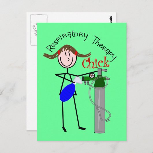 RT Chick O2 Tank und Ambu Bag Stick People Postkarte (Vorne/Hinten)