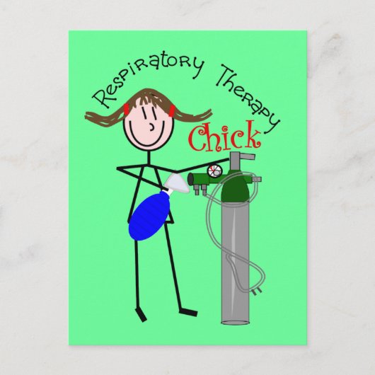 RT Chick O2 Tank und Ambu Bag Stick People Postkarte (Vorderseite)