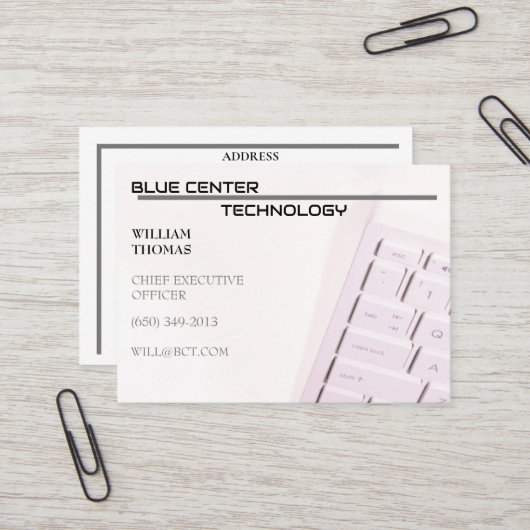RT-Informationstechnologie mit weißer Tastatur Visitenkarte (Vorderseite/Rückseite Beispiel)