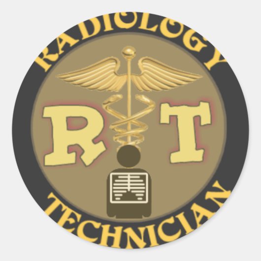 RT RADIOLOGY TECHNICIAN ABZEICHEN - LOGO RUNDER AUFKLEBER (Vorderseite)