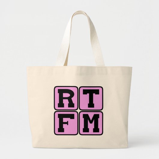 RTFM Read The #$%%^ Manual Internet Slang Akronym Jumbo Stoffbeutel (Vorne)
