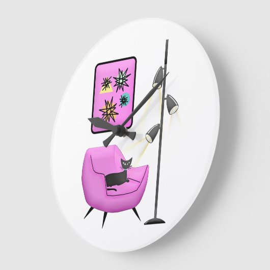 RTRO SCHWARZ KATZKLOCK GROßE WANDUHR (Winkel)