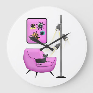 RTRO SCHWARZ KATZKLOCK GROßE WANDUHR