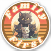 Rtro Sunchine - Cat Lovers - Familie Erstmals 2024 Aufkleber (Vorderseite)
