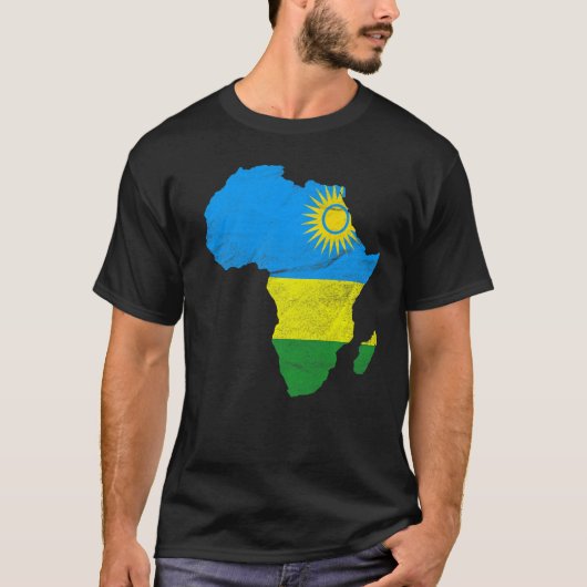 Ruanda Flag Afrika Kontinentale Silhouette Geschen T-Shirt (Vorderseite)