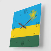 Ruanda Flag Green Blue Yellow Sun Numbers Quadratische Wanduhr (Winkel)