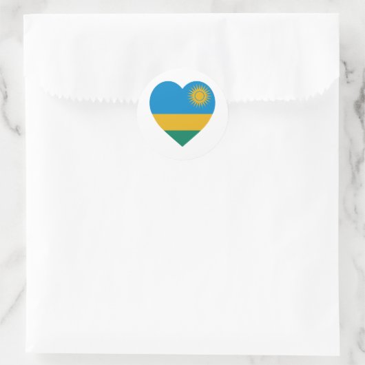 Ruanda Flag Heart Runder Aufkleber (Tasche)