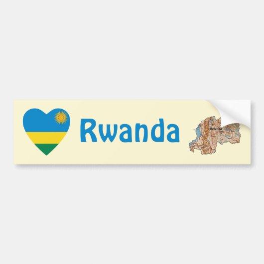 Ruanda Flag Herz + Karte Autoaufkleber (Vorne)