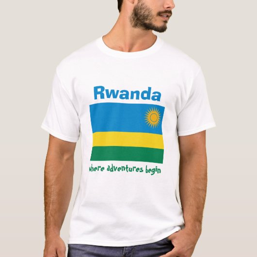 Ruanda Flag + Karte + Text-T - Shirt (Vorderseite)