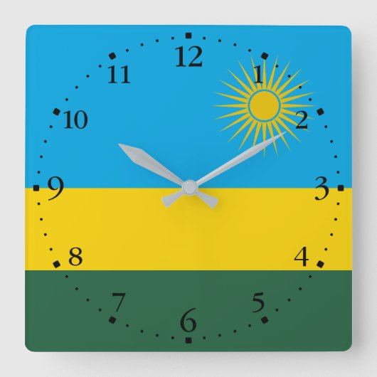 Ruanda-Flagge Quadratische Wanduhr (Vorderseite)