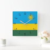 Ruanda-Flagge Quadratische Wanduhr (Zuhause)