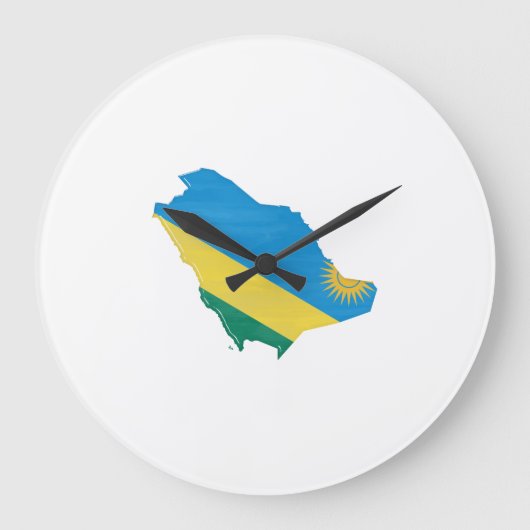 Ruanda-Flagge und -Karte Große Wanduhr (Vorderseite)