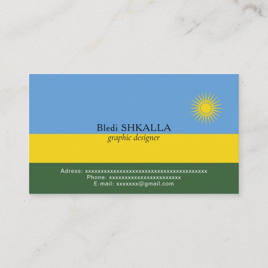 Ruanda-Flagge Visitenkarte (Rückseite)