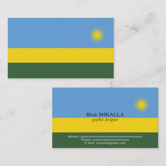 Ruanda-Flagge Visitenkarte (Vorne/Hinten)