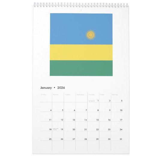 Ruanda-FlaggenEmblem Kalender (Jan 2026)