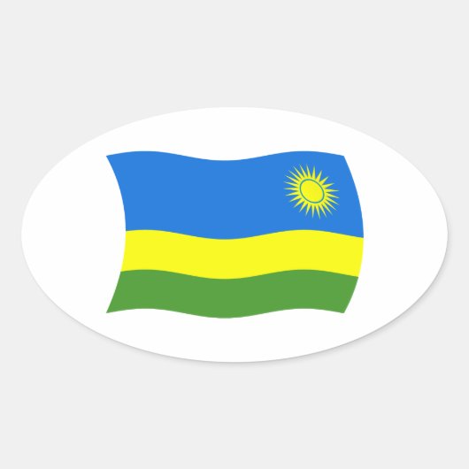 Ruanda-Flaggensticker Ovaler Aufkleber (Vorderseite)