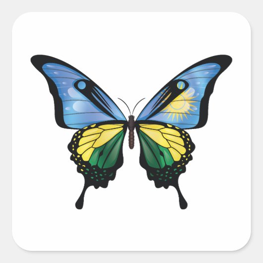 Ruanda Frack Butterfly Flag Quadratischer Aufkleber (Vorderseite)