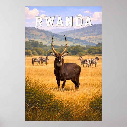 Ruanda Illustration Reise Kunst Vintage Poster (Vorne)
