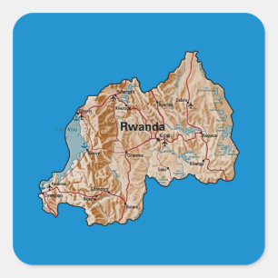 Ruanda-Karten-Aufkleber Quadratischer Aufkleber