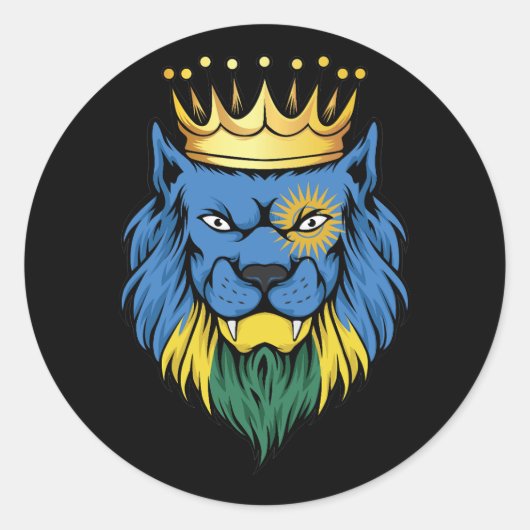 Ruanda Lion King Flag Runder Aufkleber (Vorderseite)
