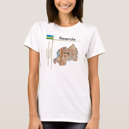 Ruanda Map + Flag + Titel T - Shirt (Vorderseite)