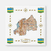 Ruanda Map + Flags Magnet (Vorne)